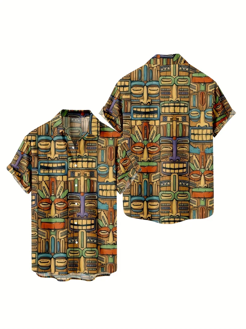 

Corn Cob Print Hawaiian Men's Shirts Colorful Corn Graphic Button Down Short Sleeve Casual Beach Tops Y2k Clothes
