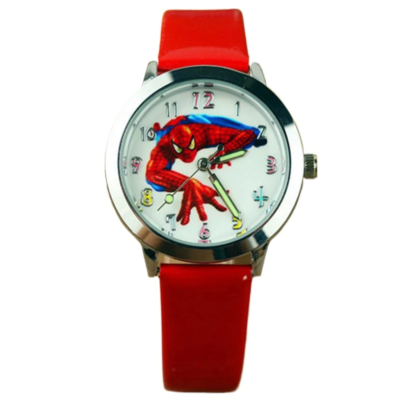 Mininstants-Montre-bracelet Spider-Suffolk pour enfants, montre-bracelet à quartz ronde, ceinture en cuir, dessin animé Marvel, garçons, étudiants, cadeau de Noël