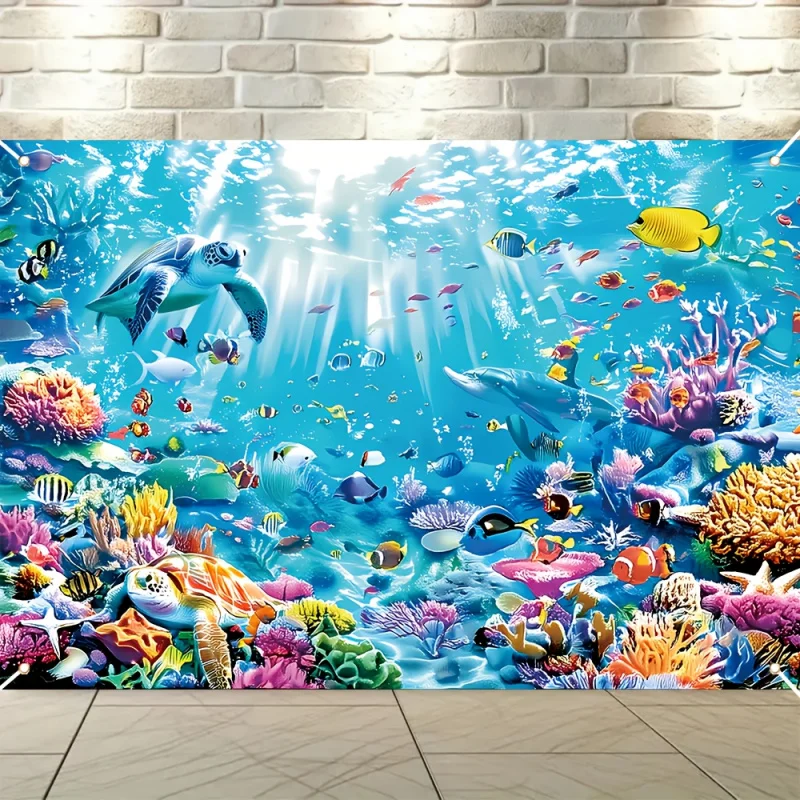Underwater World Ocean Theme Background Cloth Children Room Aquarium Decoration Photography Background Wall