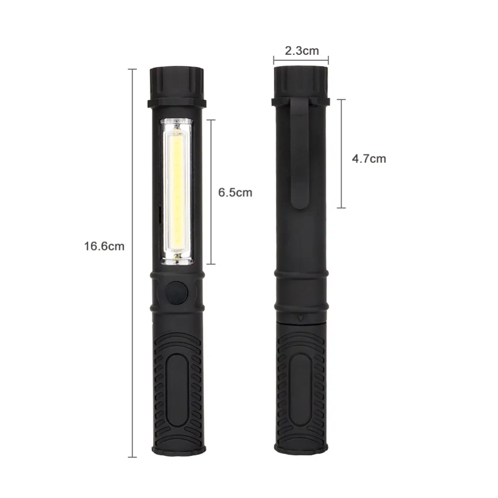 Multifunction COB LED Mini Pen Light Work Inspection LED Flashlight Torch Lamp With the Bottom Magnet and Clip AAA portableLight