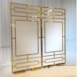 Stainless steel golden laser carved pattern background wall, banquet performance party, wedding background props display rack