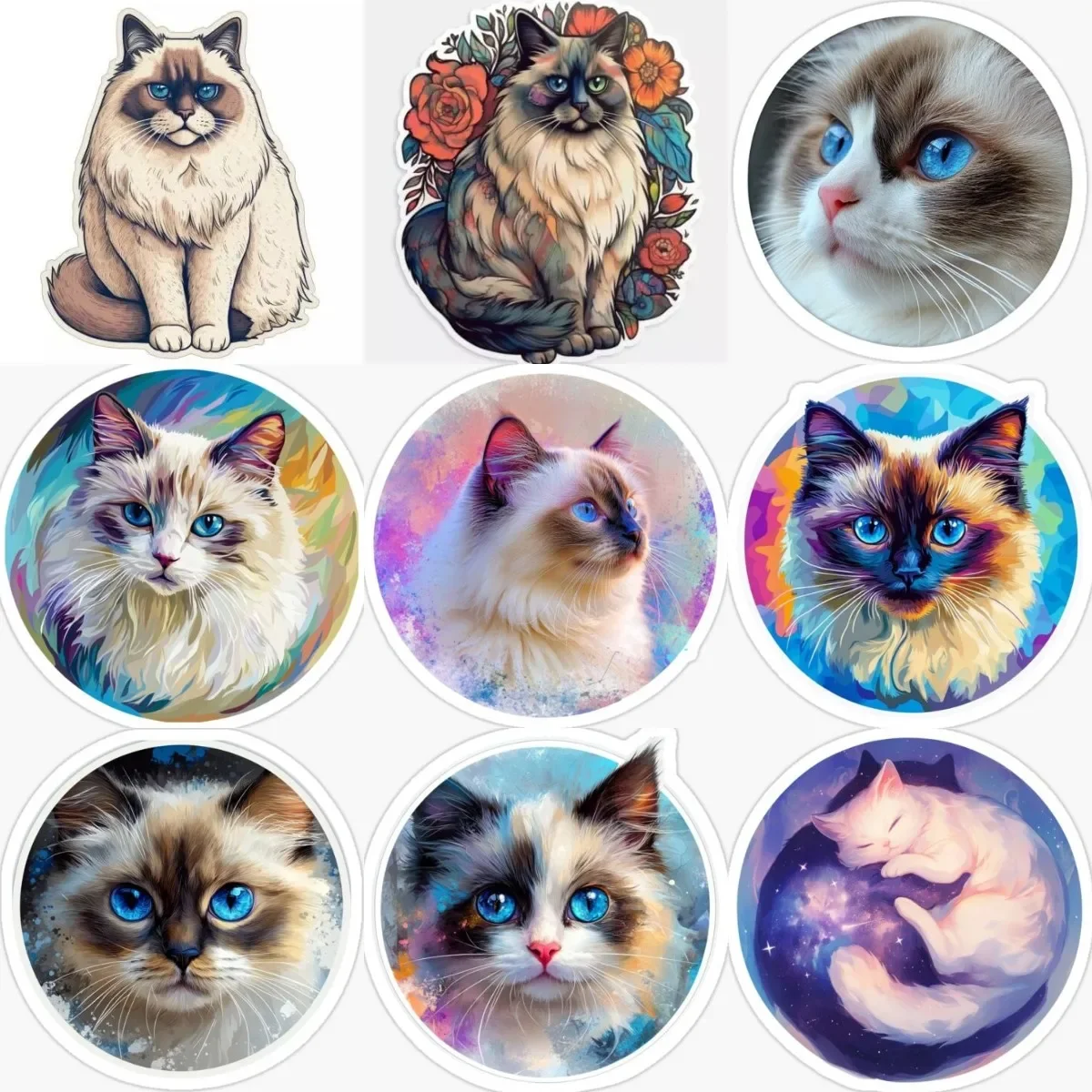 

Cute Ragdoll Cat Pets Catoon PVC Waterproof Creative Sticker for Decorate Room Wall Car Bumper Window Truck Decal Accessories