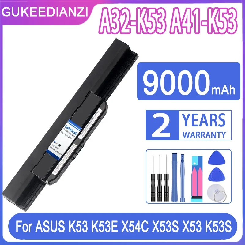 

GUKEEDIANZI A32-K53 A41-K53 9000mAh For ASUS K53 K53E X54C X53S X53 K53S X53E X53SV X53U X53B A42-K53 K43S Batteries + Free Tool