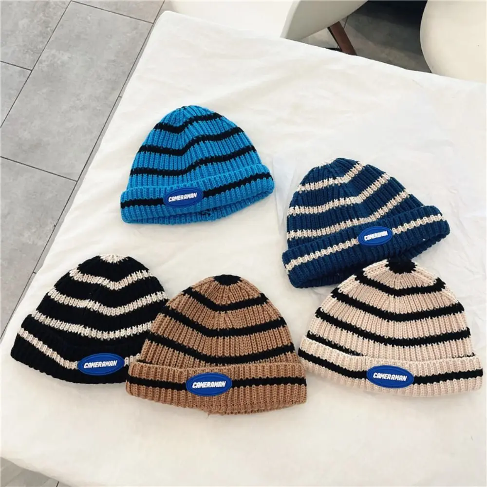หมวกเด็กที่อบอุ่น หมวกเด็กกันลมที่สะดวกสบาย หมวกถักลายทางอเนกประสงค์ระบายอากาศได้สำหรับเด็กชายและเด็กหญิง