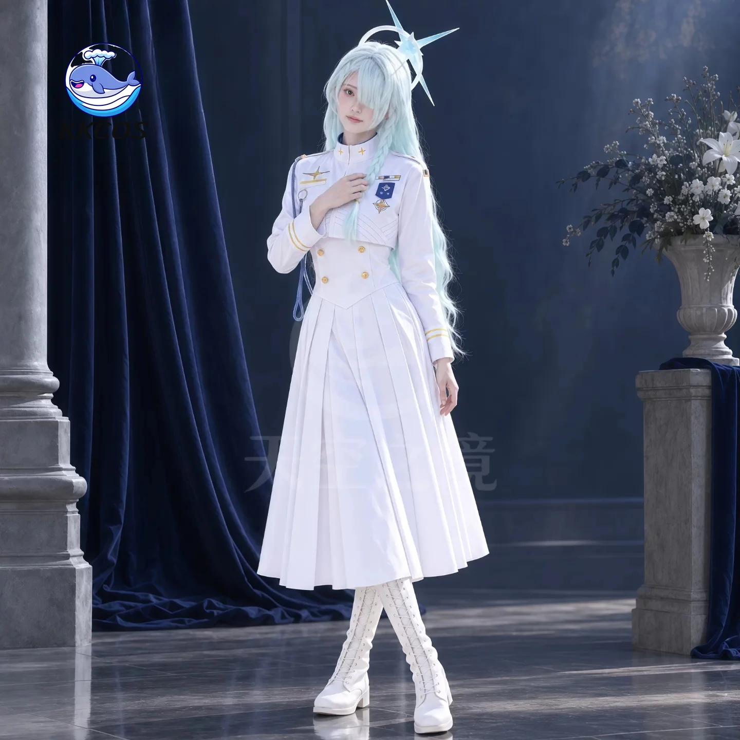KKCos Blue Archive Federal Student Council President Cosplay Costume White Uniform Dress Halloween Christmas Party