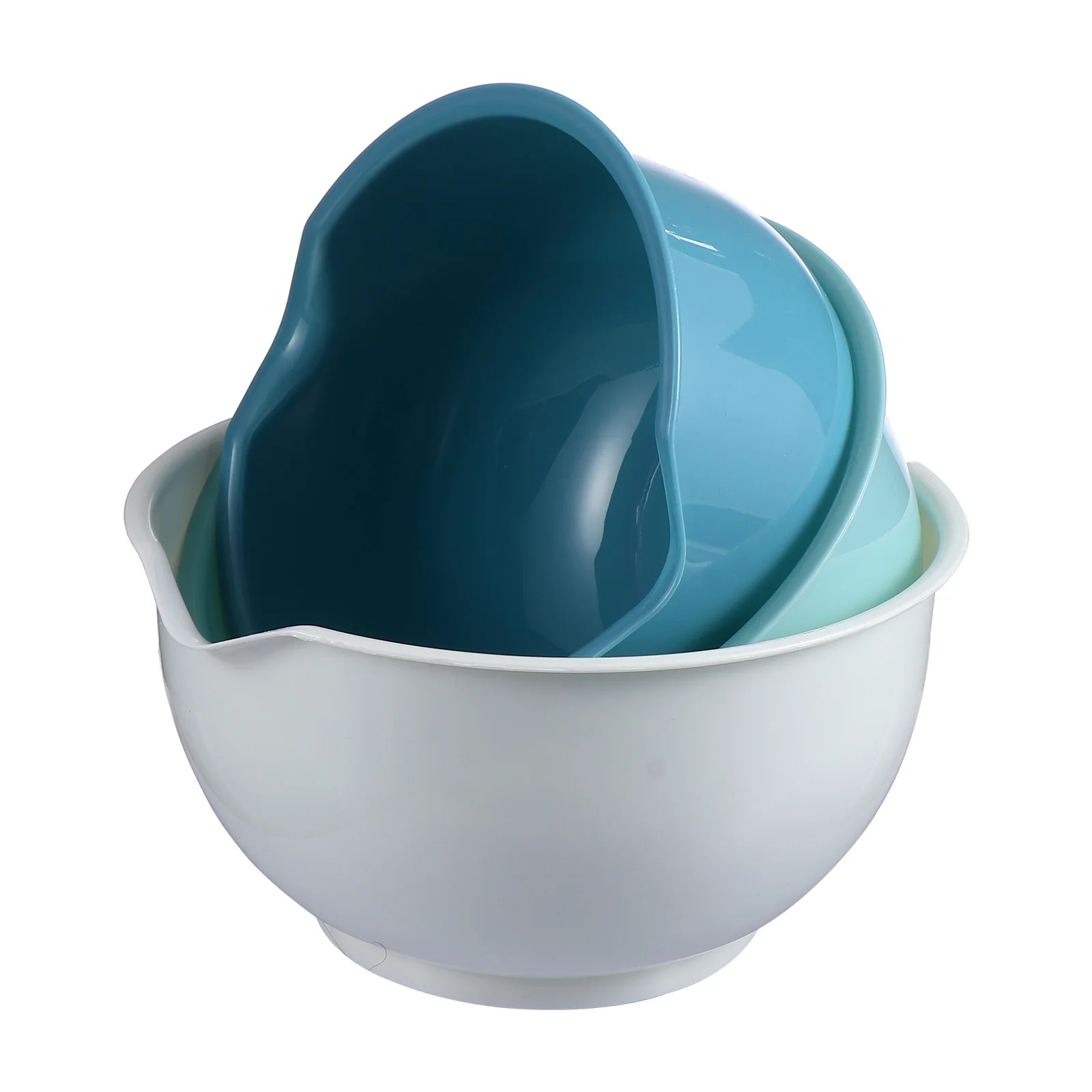 

3 pcs Plastic Mixing Bowls 1000Ml Creative Fruit Vegetable Salad Bowl Set For Kitchen Bpa Free Smooth Round Bottom Easy Clean