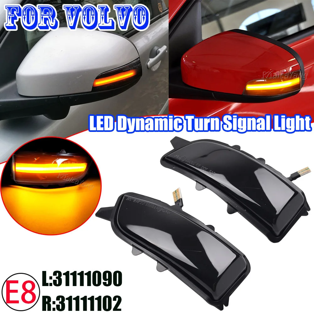 For Volvo C30 C70 S40 S60 V40 V50 V70 2008- 2010 LED Dynamic Turn Signal Light Side Mirror Sequential Lamp Blinker Indicator