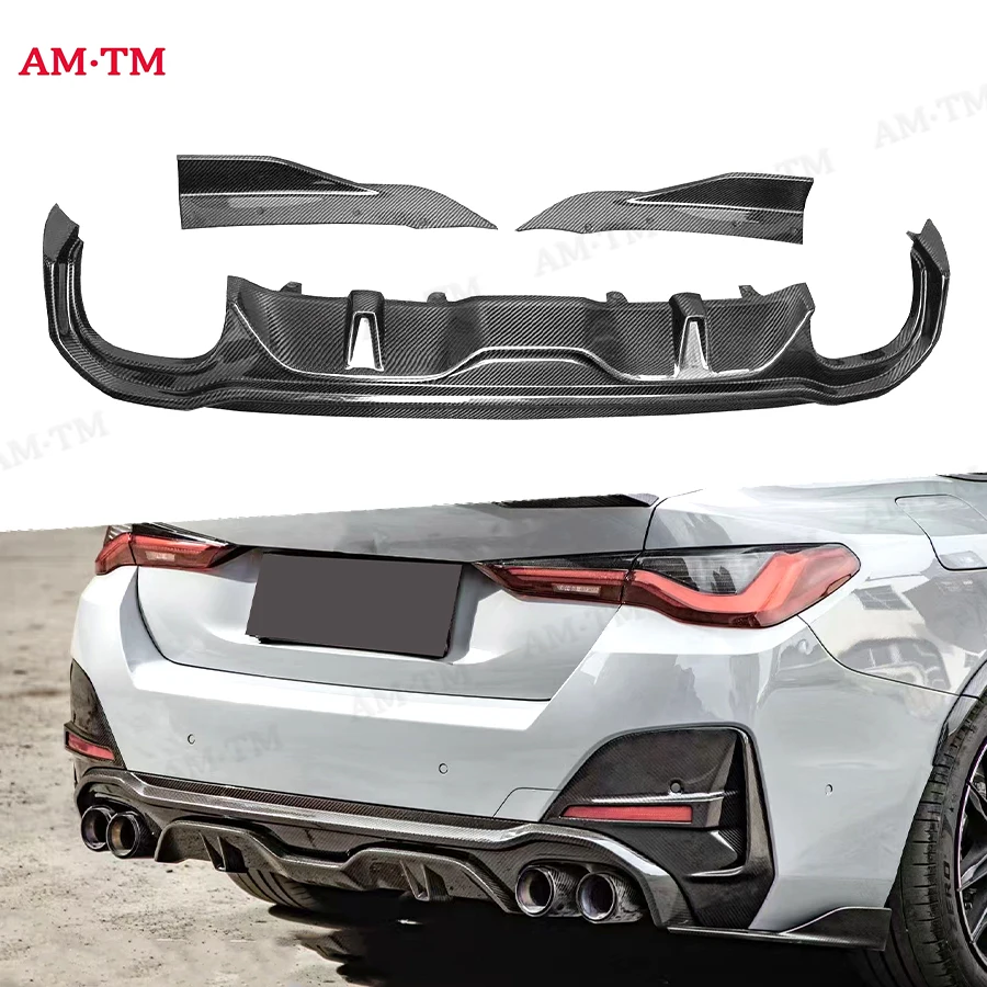 For BMW 4 Series G26 420i 430i 2021+ Dry Carbon Fiber Car Rear Bumper Diffuser Rear Splitters Spoiler Back lip Upgrade body kit