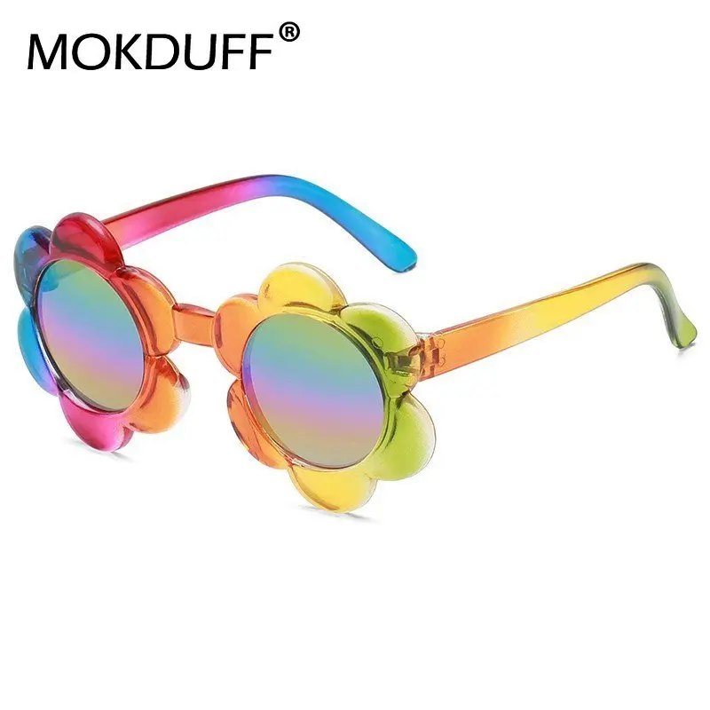 

Kids Flower Sunglasses Rainbow Colorful Cute Round Kid Eyewear for Toddler Kids Boy Girls Outdoor Activities