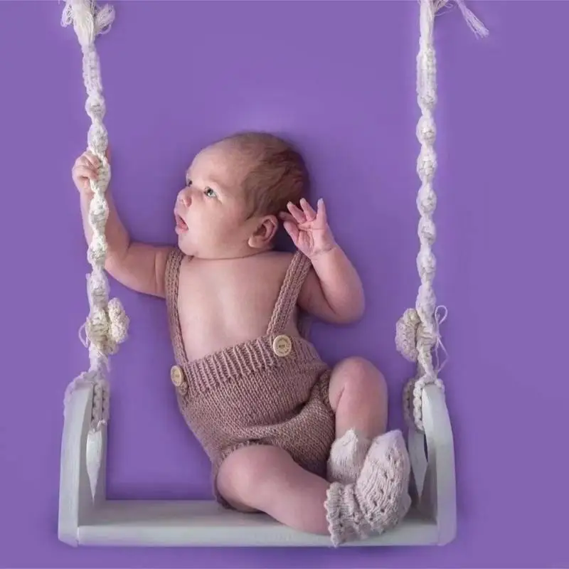 Houten swing rekwisieten voor pasgeborenen fotografie jongens meisjes poseren hulpmiddel a2ub