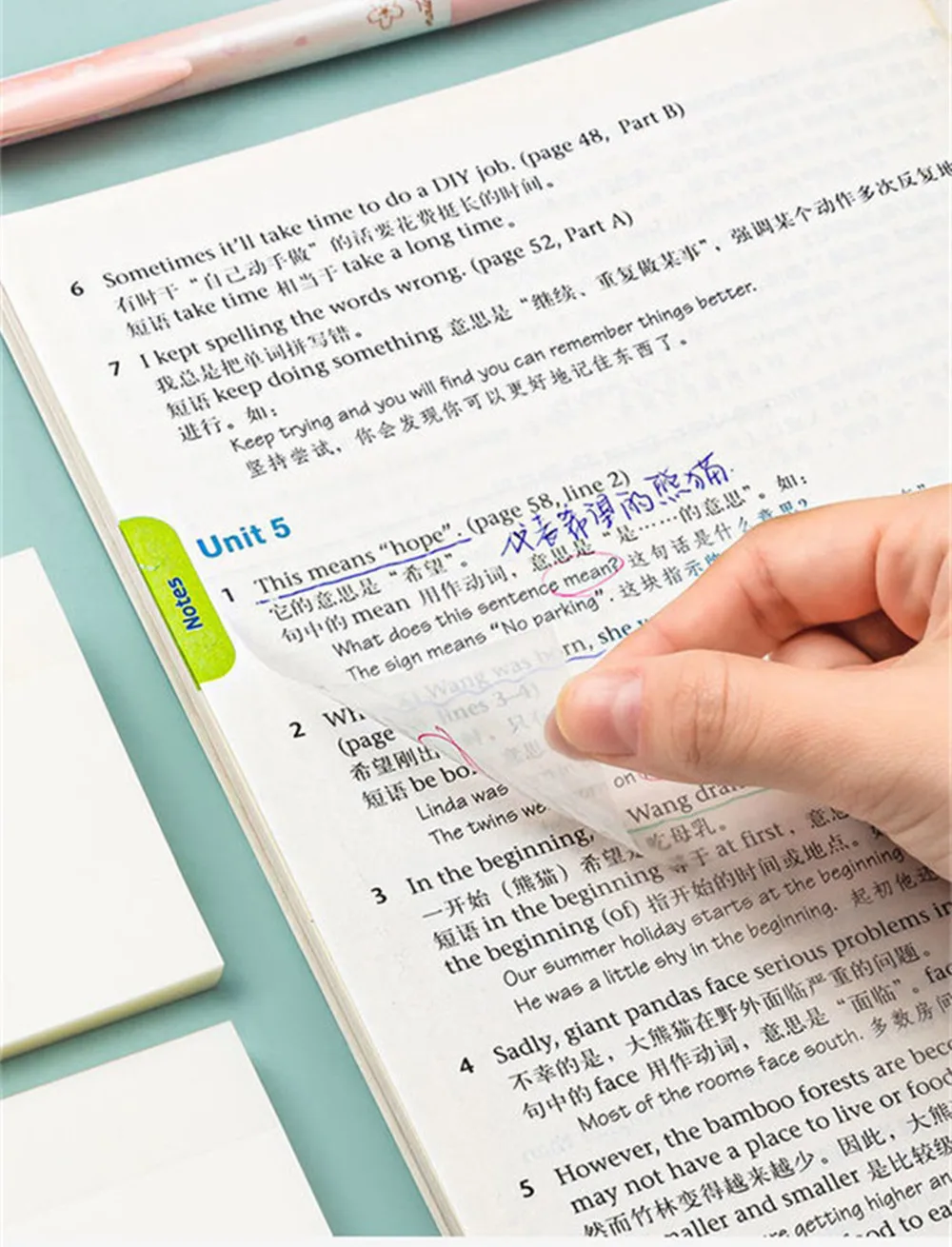 50sheets Transparent Sticky Note Memo Pad Note Pads Bookmark Waterproof Tearable Sticker Paper Students School Office Supplies