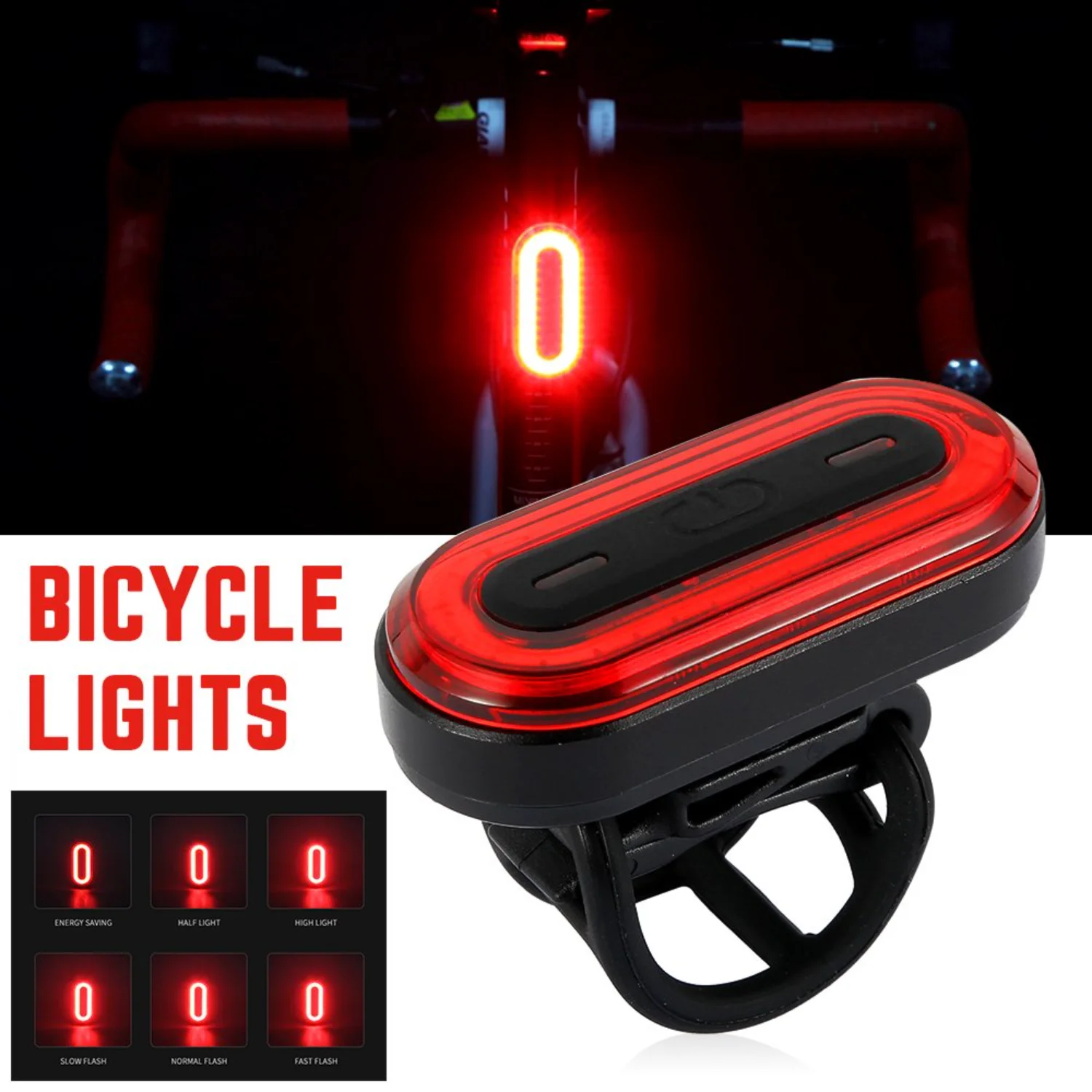 

Jetcloudlive 120 Lumens USB Rechargeable Bike Rear Light LED Tail Light - MTB & Road Bike Safety Lamp