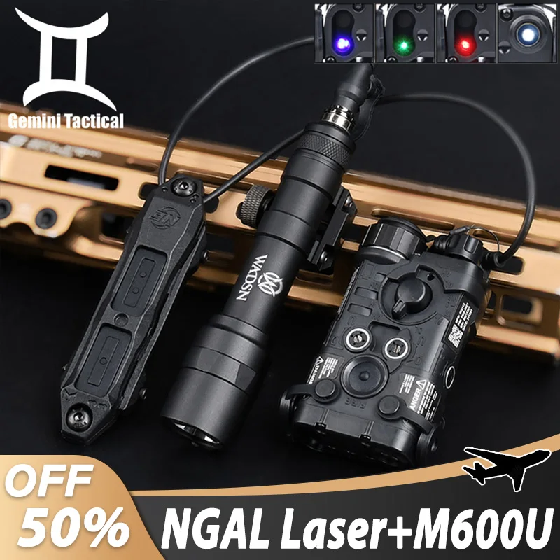 

NGAL Red Green Blue Dot Indicator M600U Metal Flashlight Wadsn 800Lumens Hunting Scout Light Dual Switch Ngal Laser 20mm Rail