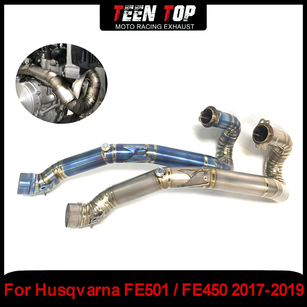 سبائك التيتانيوم ل Husqvarna FE450 FE501 العادم الكوع الطرق الوعرة الدراجة الجبهة وصلة الأنابيب لأنبوب KTM 450/500 exc-f 2017-2019