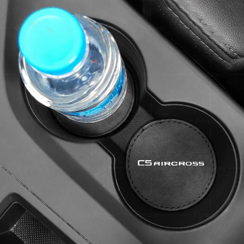 2Pcs Car Water Coaster Car Cup Slot Non-Slip Mats Auto Interior Accessories Fit For Citroen C5 Aircross 2025 2024 2023 2018-2022