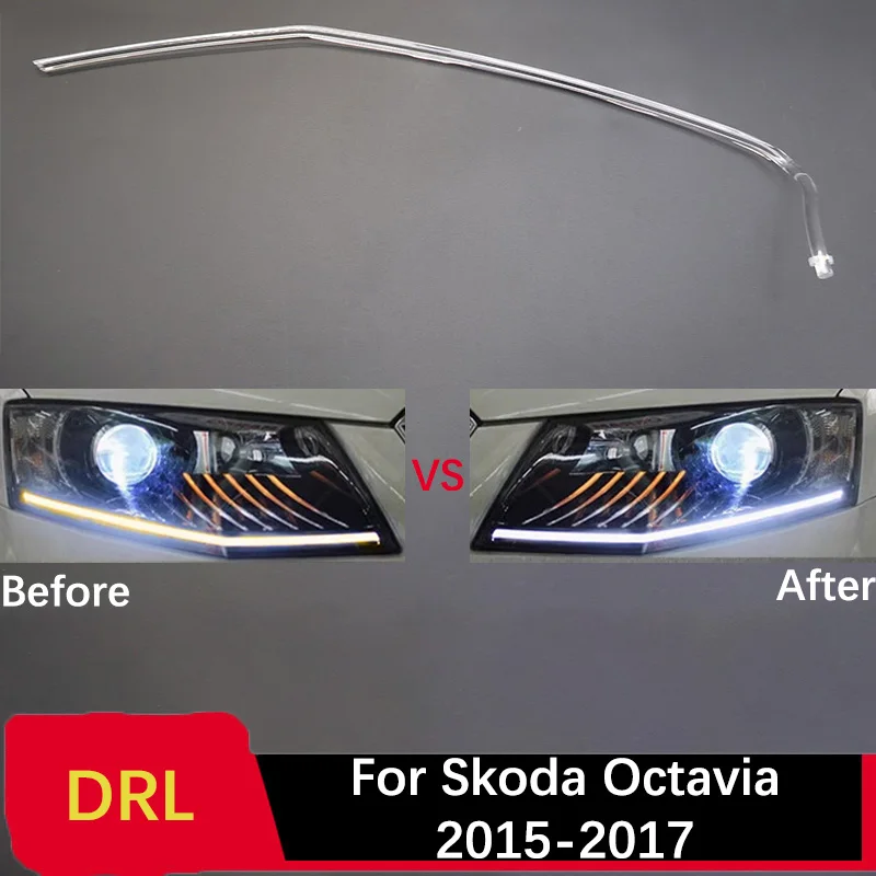 

Light Guide Strip for Skoda Octavia 15-2017 Car Daytime Lights DRL Lamp Tube Ballast Module Angel Eye White Light Automotive DRL
