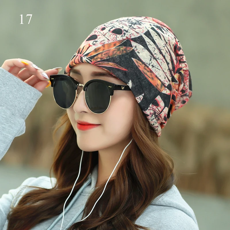 Women\'s Beanies Caps Printed Pullover Cap Chemotherapy Cap Pile Pile Cap Outdoor Hat Turban Cap Spring and Summer Breathable Cap