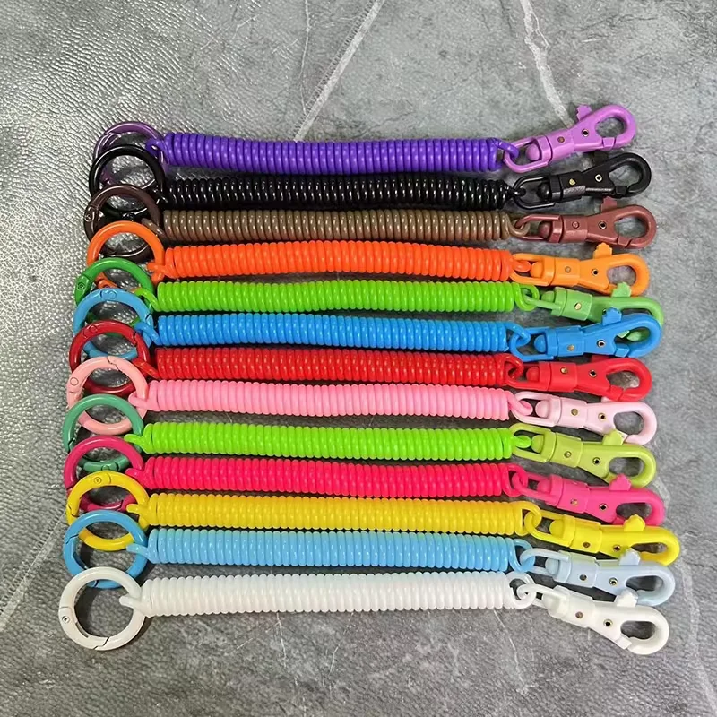 Coil Springs Knife Keychain Stretchy Spiral Spring Coil Retractable Springs Keychains with Metal Clasp Key Chain Holder Lanyard