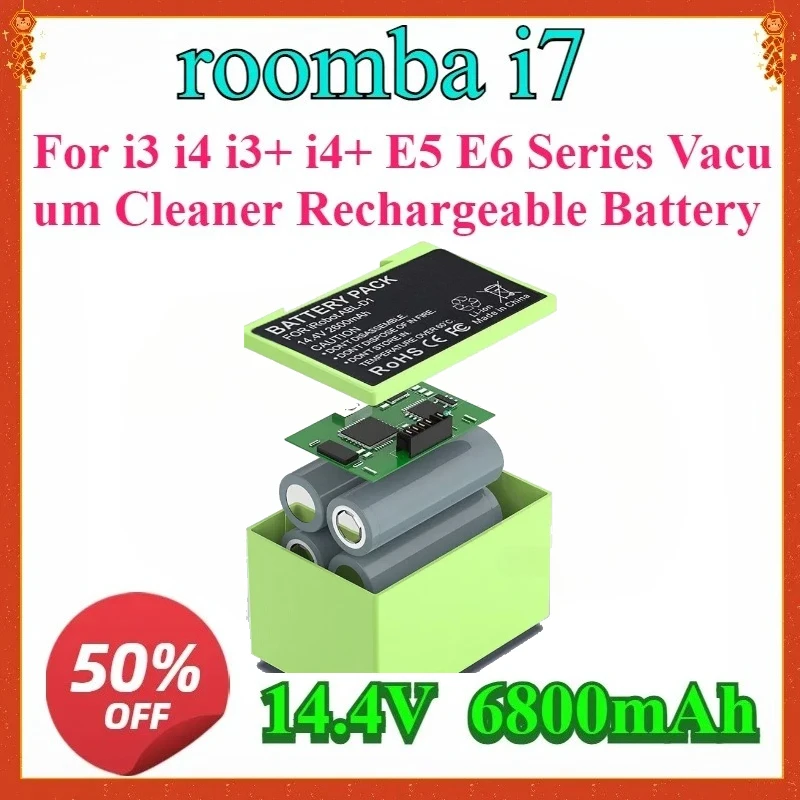 

Для i3 i4 i3 + i4 + E5 E6 серии пылесос перезаряжаемая батарея для IRobot Roomba i7 сменная батарея 12800 мАч 14,4 В