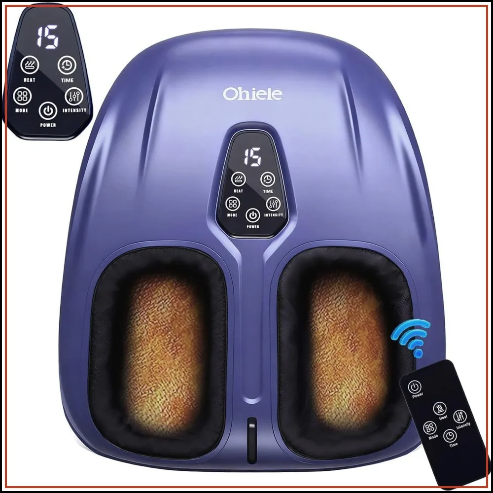 Heated Shiatsu Foot Massager with Deep Kneading & Remote for Plantar Fasciitis (Purple)