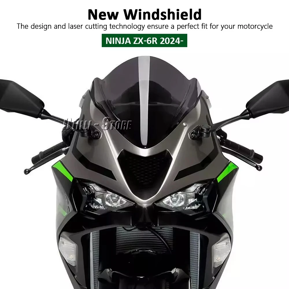 Motorcycle Windscreen Windshield Double Bubble Wind Deflector Fairing Screen For Kawasaki Ninja ZX‑6R ZX6R 2024-2026