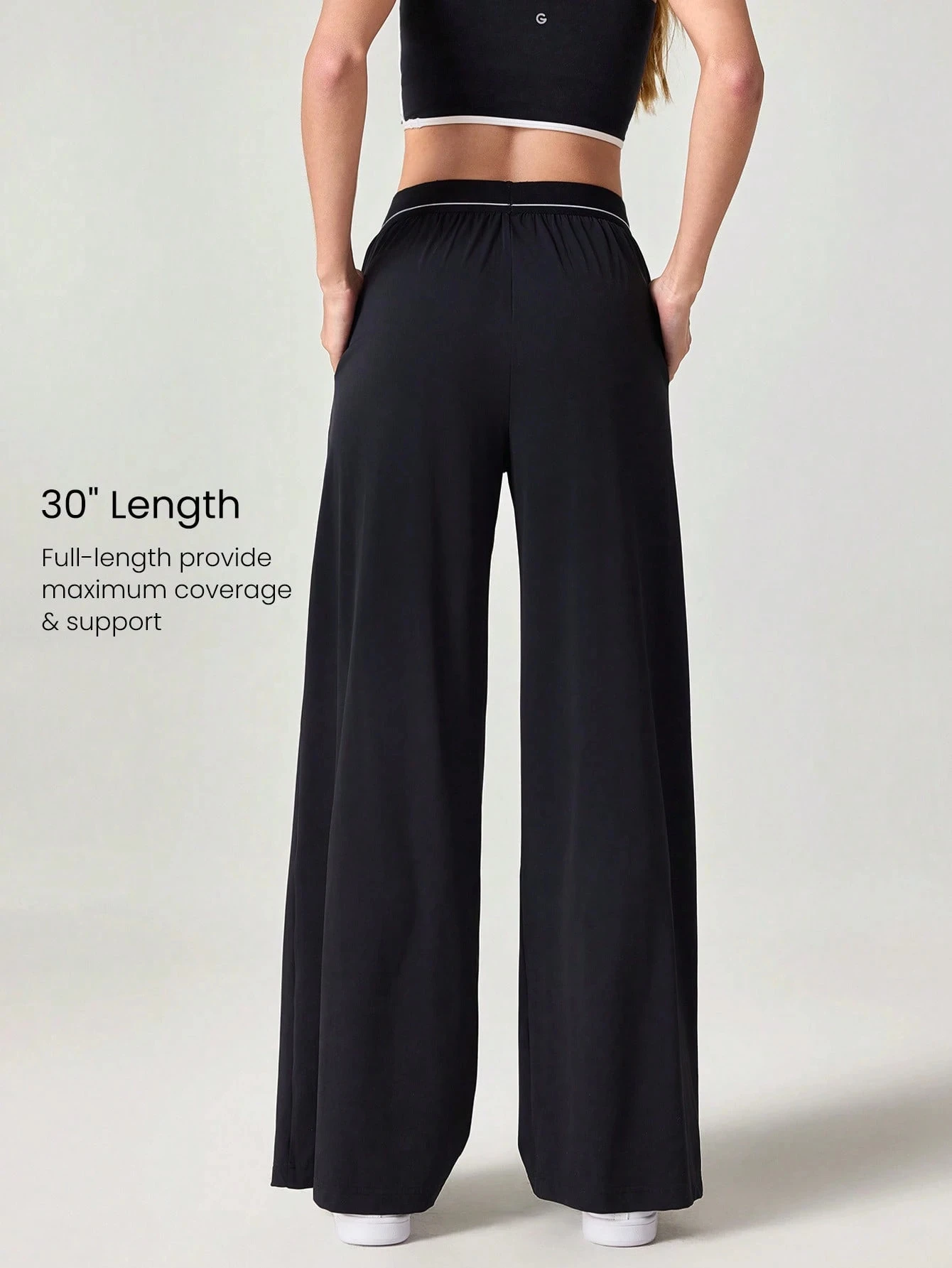 Damen-Yogahose mit weitem Bein, plissiert, weich, für den täglichen Gebrauch im Fitnessstudio, für alle Jahreszeiten, hohe Taille, elastischer Bund, lockere Fitness-Workout-Hose – Detail 5
