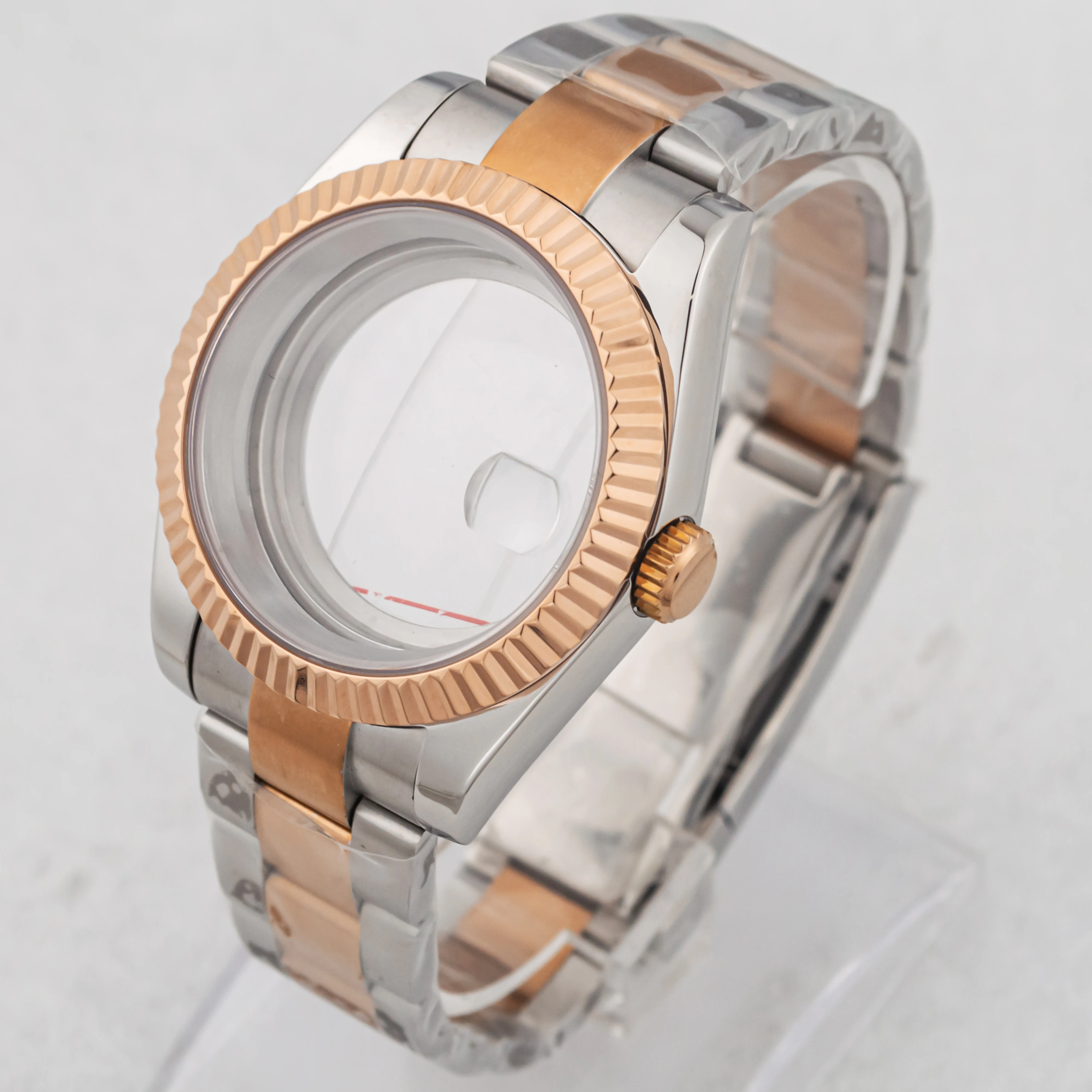 

36MM/39MM NH35 Case Stainless Steel Strap Sapphire Glass PVD Silver Rose Gold Watchcase for Datejust NH35 NH36 Movement Men Case