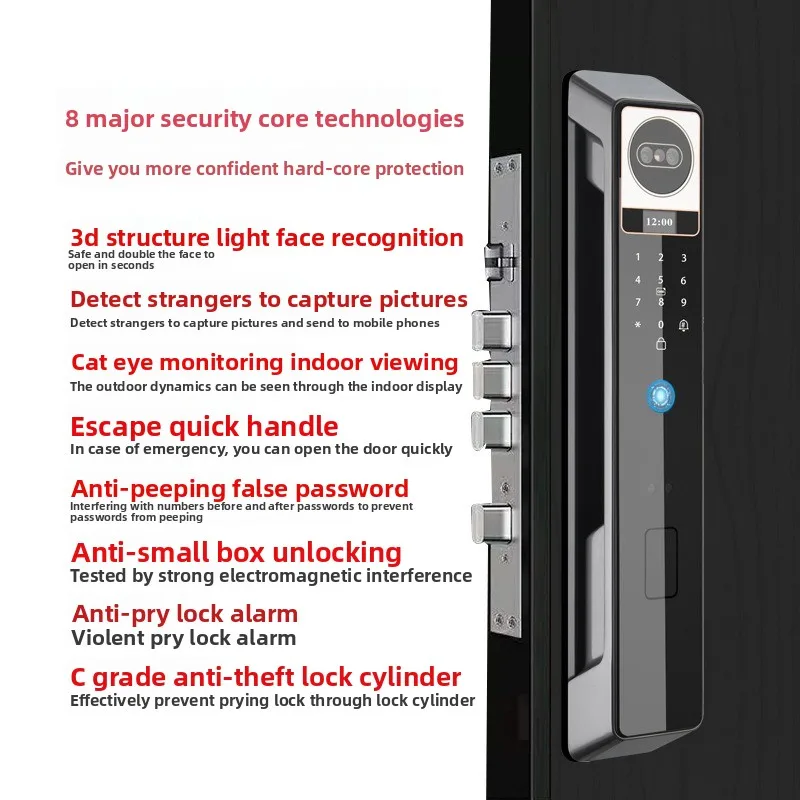 

with Video Doorbell 3D Automatic Smart Facial Recognition Lock Combination Lock Household Fingerprint C-class Core Lock