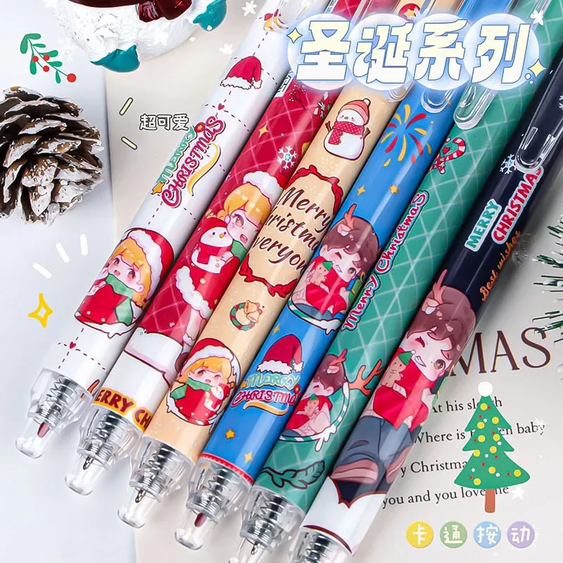 24Pcs Christmas Press Student Holiday Prize Gift Gender-neutral Pen, Creative Stationery High-value Pen