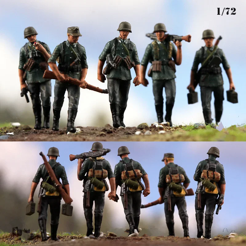 1:72 Scale Model 5 Pcs Germany March Walking Group 5 Soldiers Action Figure Toys Scene Accessory Display Collection Gift Display