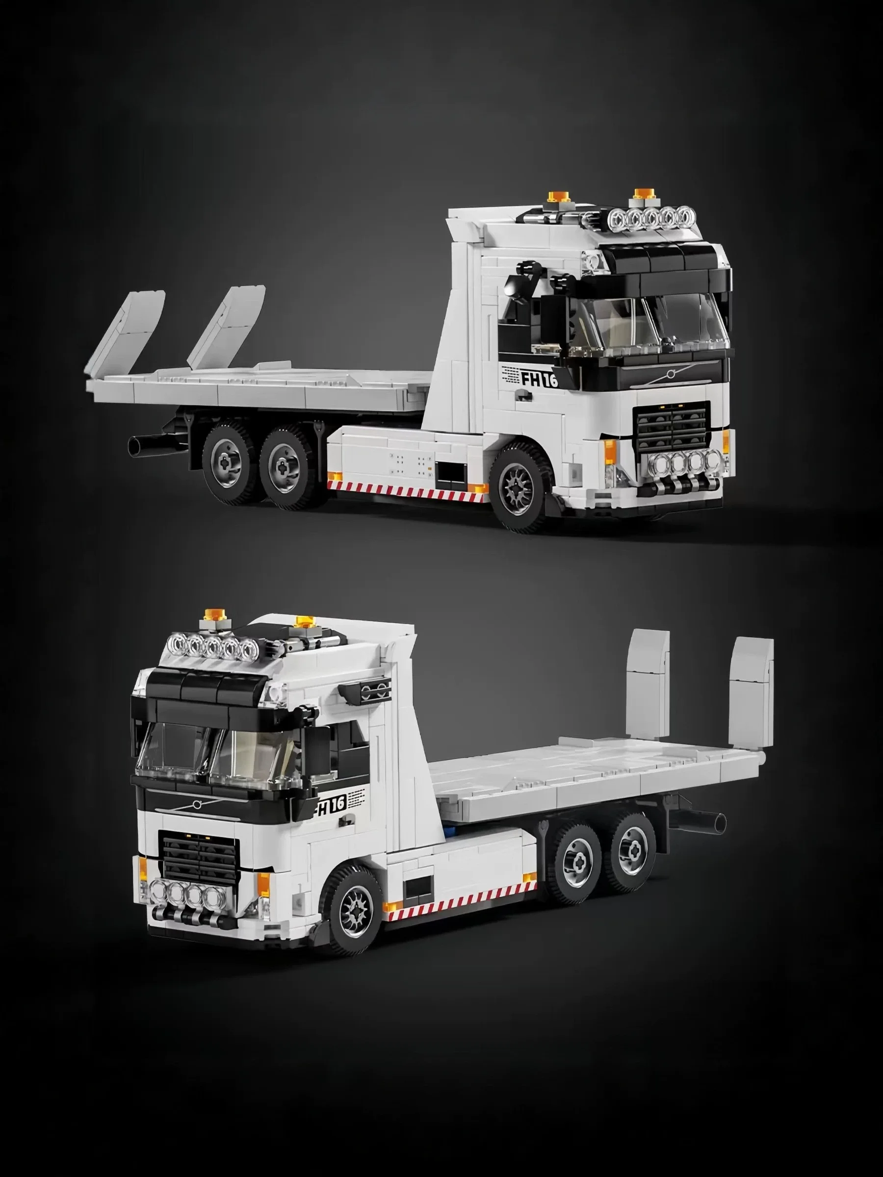 le-fh6大型フラットベッドレッカー車建設車両モデル-男の子向け組み立てブロックおもちゃ-高シミュレーション組み立てギフト