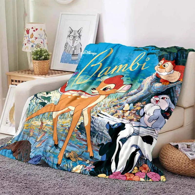 Disney Bambi Printed Soft Blanket for Home Travel Soft and Comfortable Blanket for Adults and Children Cartoon Warm Blanket Gift