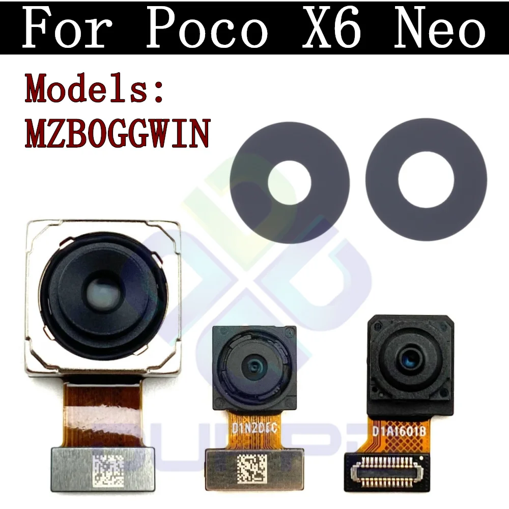 

Модуль задней камеры, гибкий кабель для Xiaomi Poco X6 Neo X6Neo MZB0GGWIN, передний селфи, небольшой лицевой основной объектив камеры, стекло