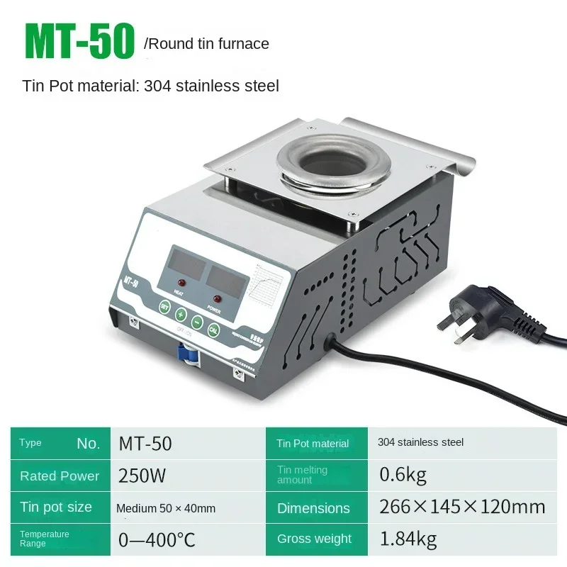 Upgrade Tin Furnace Digital Display Lead-freeSteel Square Round Constant Temperature Melting Tin High Temperature Solder Furnace