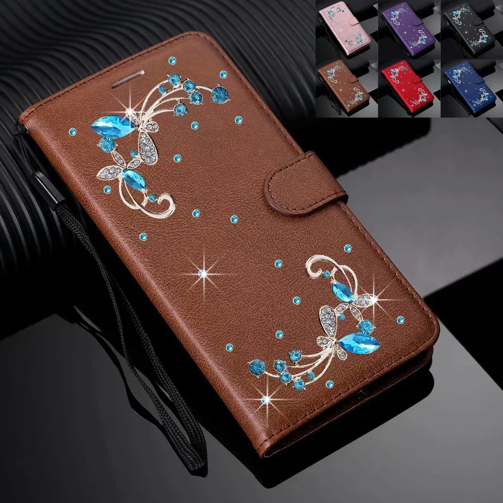 Funda con diamantes de imitación para Samsung Galaxy A90 A10E A2 Core A20E A60 M40 M30 S10X A8S A50S A30S A70S, funda para teléfono con tarjeta tipo billetera coque