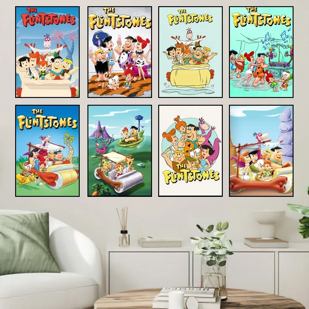 Cartoon The F-Flintstones Poster Prints Wall Sticker Painting Bedroom Living Room Decoration Office Home Self Adhesive