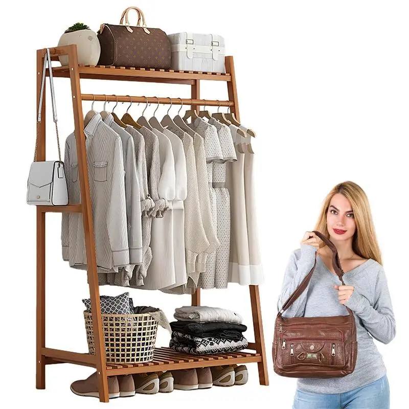 

Multi-Function Floor Garment Rack Home Standing Clothes Shelf With Multi Layers Laundry Organizing Rack For Living Room Bedroom