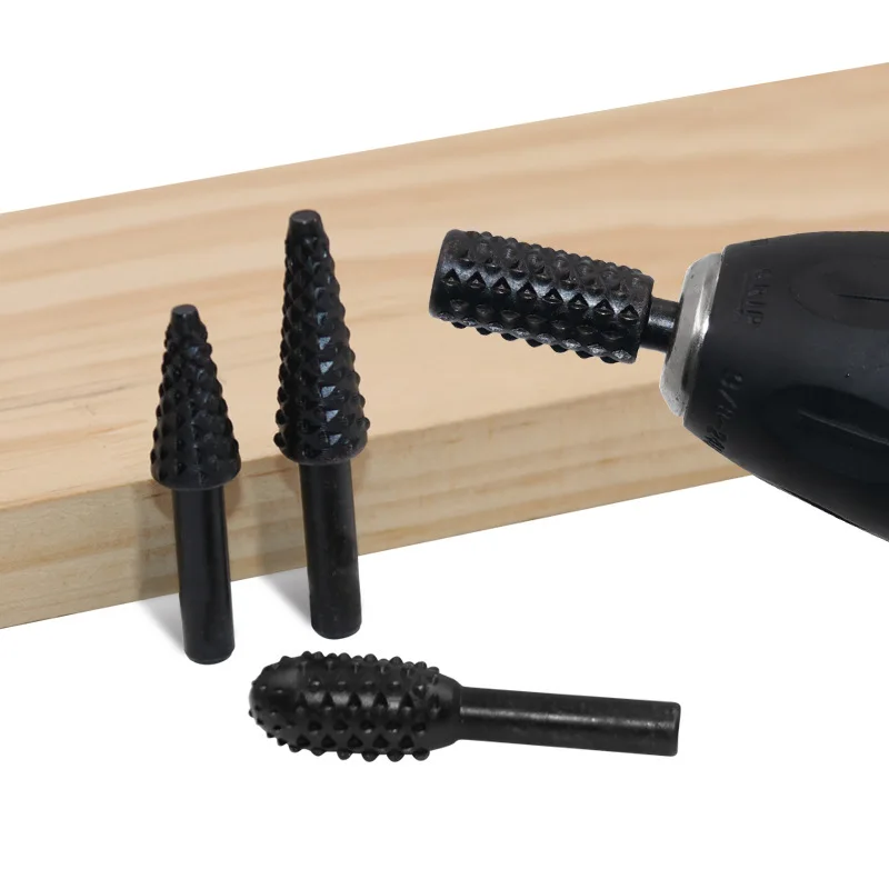 6 pcs woodworking special-shaped rotary file wood carving root engraving milling cutter grinding head set, electric rotary file
