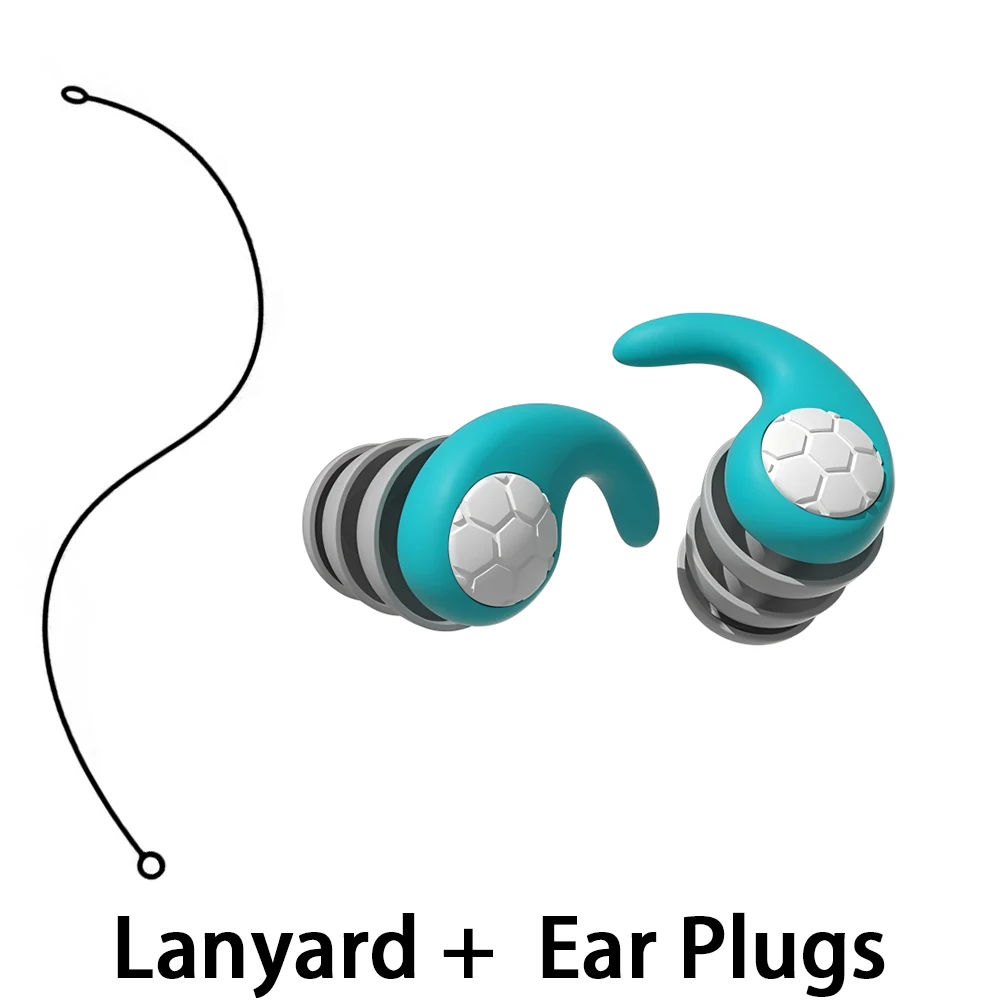 HUAK 3-Layer Reusable Silicone Earplugs With Lanyard Versatile Use for Swimming Sleeping Learning Concerts Motorcyclists