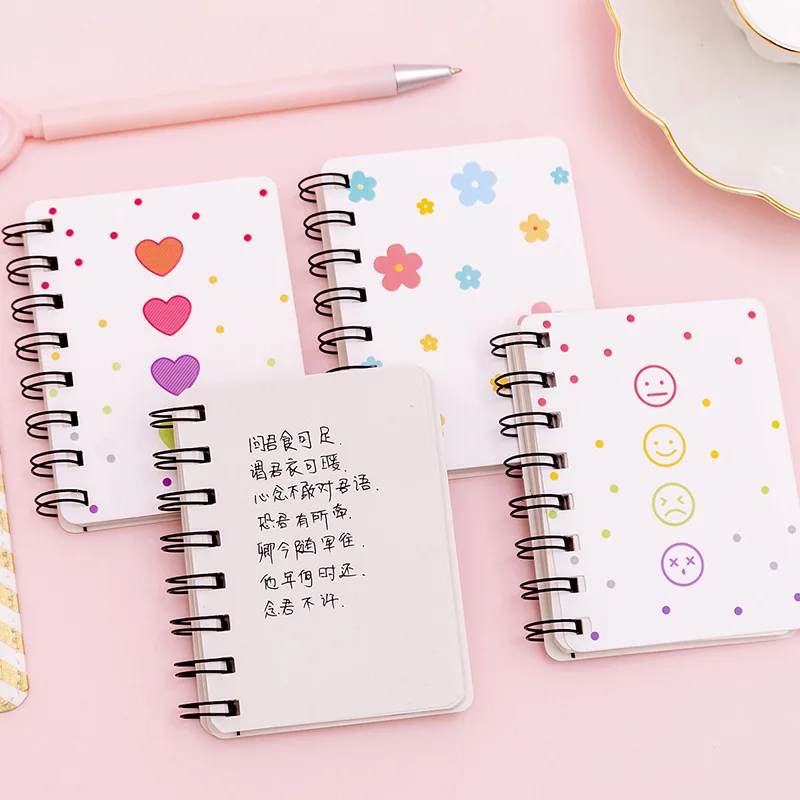 A7 Pocket Book Notebooks Small Flower Love Small Cute Side Flip Coil Book Student Mini Portable Flip Notepad