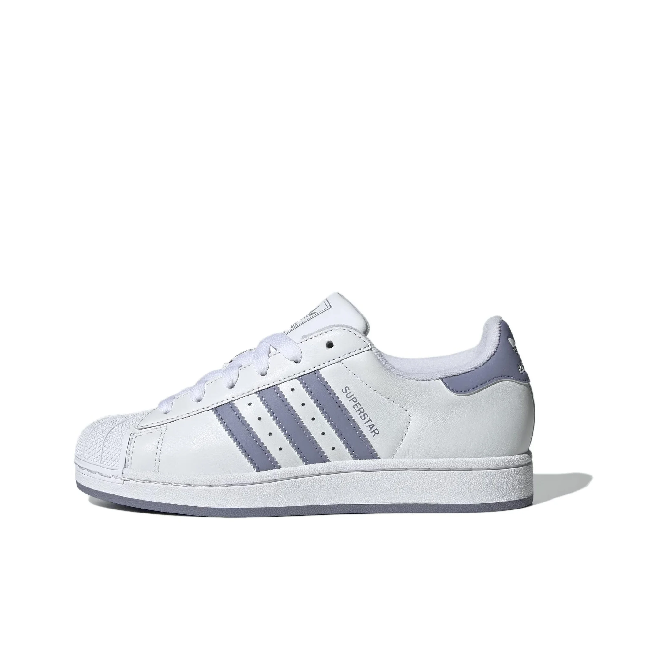 Adidas Originals Superstar 2 Abrasion Resistant Low top Skateboard Shoes Women's White Purple JS1373