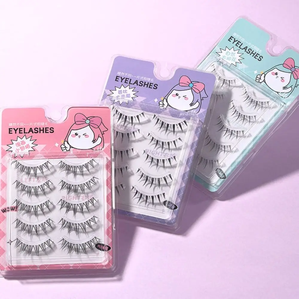5ペア スイート ウィスピー フルストリップ ラッシュ フィッシュテール DIY コミックスタイル グラフトまつげ キャットアイメイク まつげエクステ 女性用