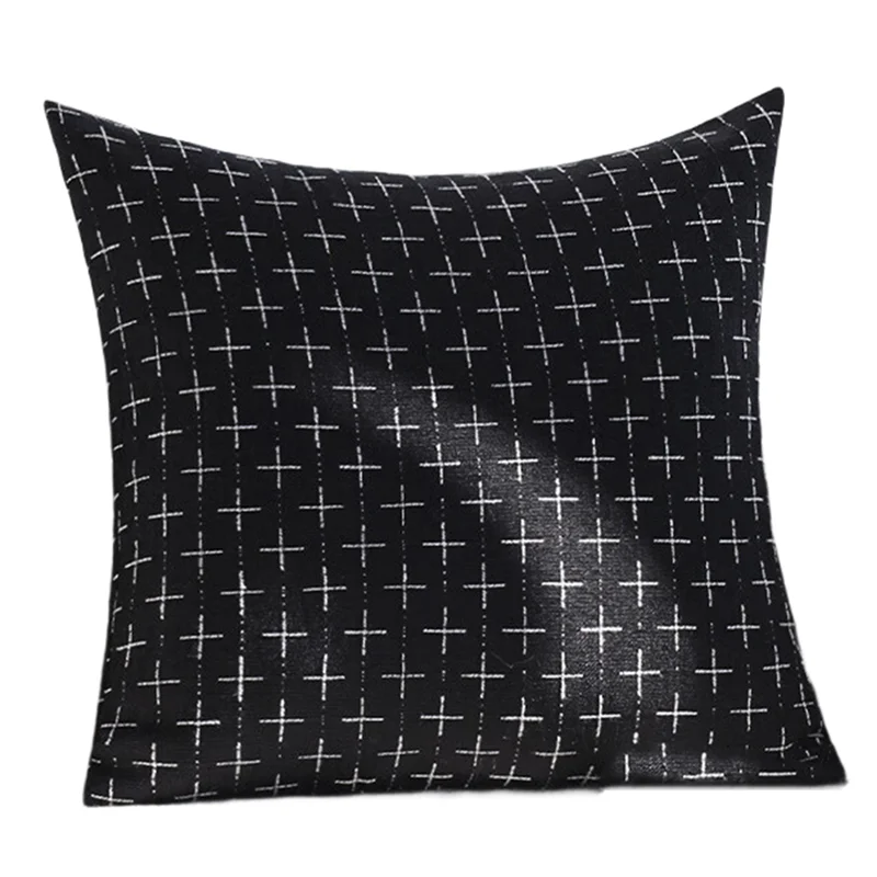 

A25F-Throw Pillow Covers 18X18 Inch Decorative Woven Textured Black Vintage Couch Pillowcase Cushion Cover Case
