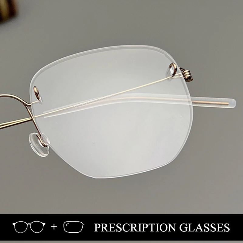 

Denmark Brand Polygon Square Rimless Prescription Glasses Frame Men Women Screwless Ultralight Blue Eyeglasses Optical Spectacle