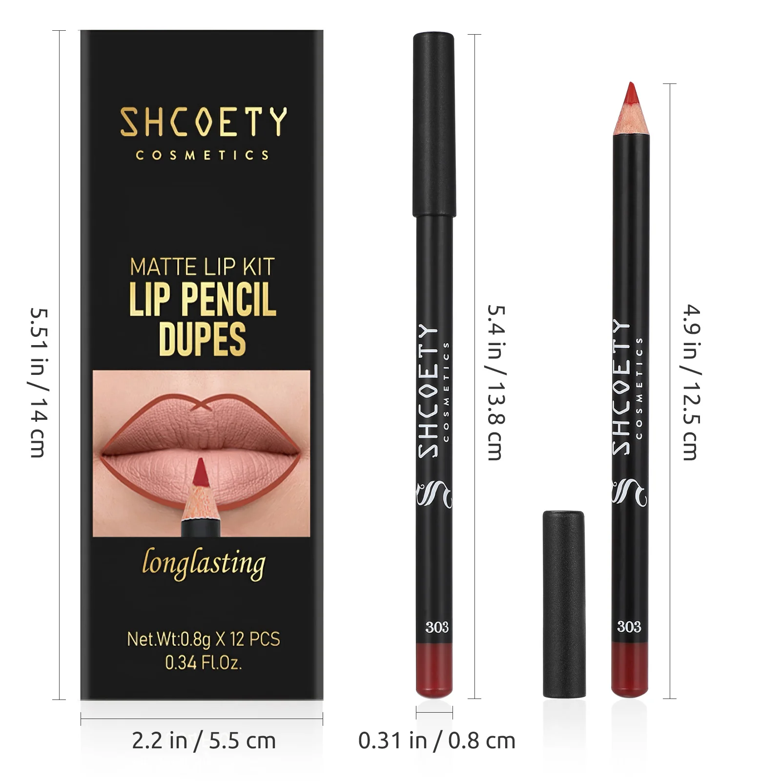 Make-up-Tools wasserdichter Lippenstift Liner liefert Bleistifte, die braunen Eyeliner formen