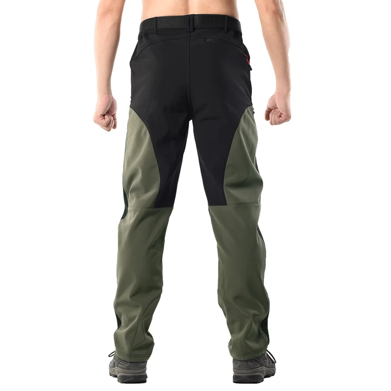 ขนแกะฤดูหนาว Mens กางเกงหิมะกลางแจ้ง Camping Hiking Softshell Zipper กางเกง Windproof Breathable กางเกง Sweatpants