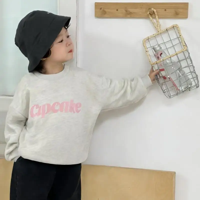 

2025 Autumn New Children Sweatshirt Baby Girls Letter Print Pullover Cotton Boys Long Sleeve Casual Sweatshirt Infant Loose Tops