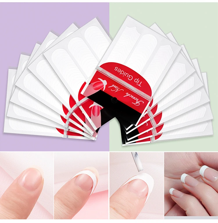French Tip Maniküre-Aufkleber, 10/50/100 Stück, Nagelkunst-Führungsstreifen, French Line, selbstklebende DIY-Nagelaufkleber, Fransendesigns – Detail 6