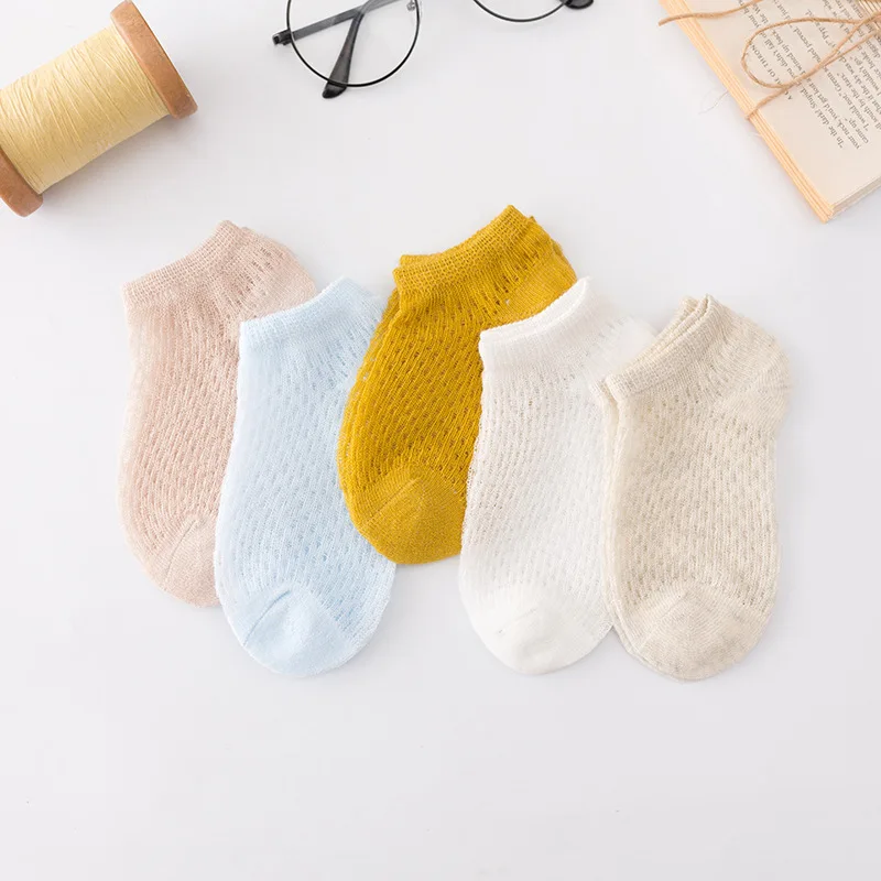 5 Pairs/lot Cotton Boy Child Socks Infants Summer Mesh Socks For Newborns Baby Cute Cartoon Socks For Girls Thin Soft