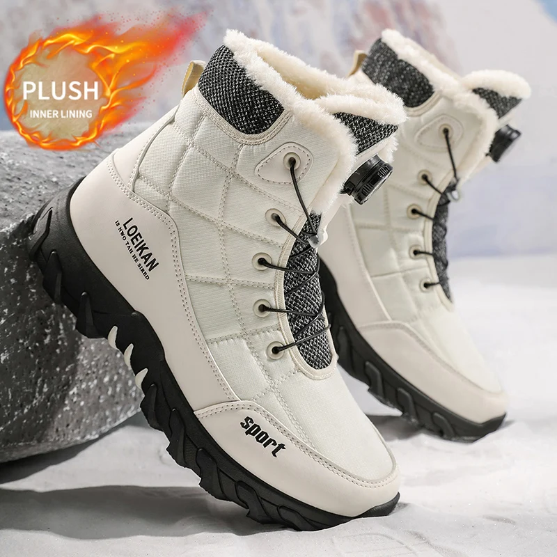 أحذية ثلج مريحة سميكة ومبطنة بالصوف للرجال بتصميم جديد لشتاء 2025 - أحذية دافئة متعددة الاستخدامات في الهواء الطلق وعصرية